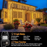 Ghirlandă luminoasă tip perdea cu LED-uri yowin, 8 moduri de iluminare, rezistentă la apă - 6x3 m, 600 LED-uri, alb cald 3
