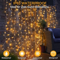 Ghirlandă luminoasă tip perdea cu LED-uri yowin, 8 moduri de iluminare, rezistentă la apă - 6x3 m, 600 LED-uri, alb cald 7