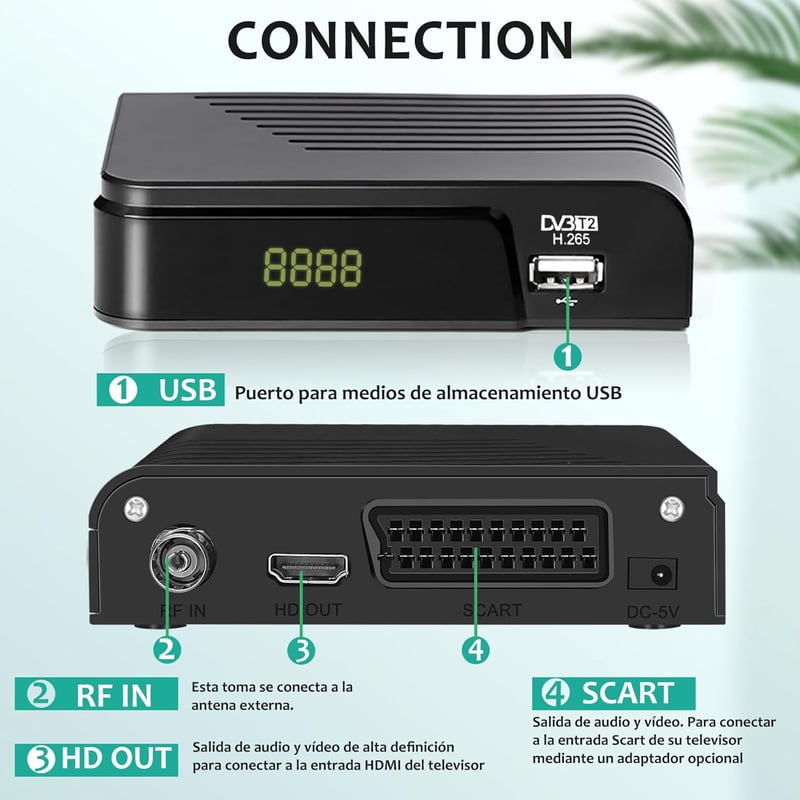YOYOPOW DVB-T2 HD vevő HEVC H.265 földi digitális tuner