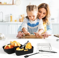 YQL Tefal Dual Easy Fry szilikon forma és rács szett - légfriteusz kiegészítő - Black, Silicone 6