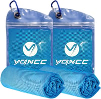 YQXCC Hűsítő Törölköző Szett, 2 db Világoskék Mikroszálas Sporttörölköző 120x30 cm, Azonnali Hűtés Jógához, Edzéshez, Strandhoz, Golfhoz, Tú - 2 Light Blue 1