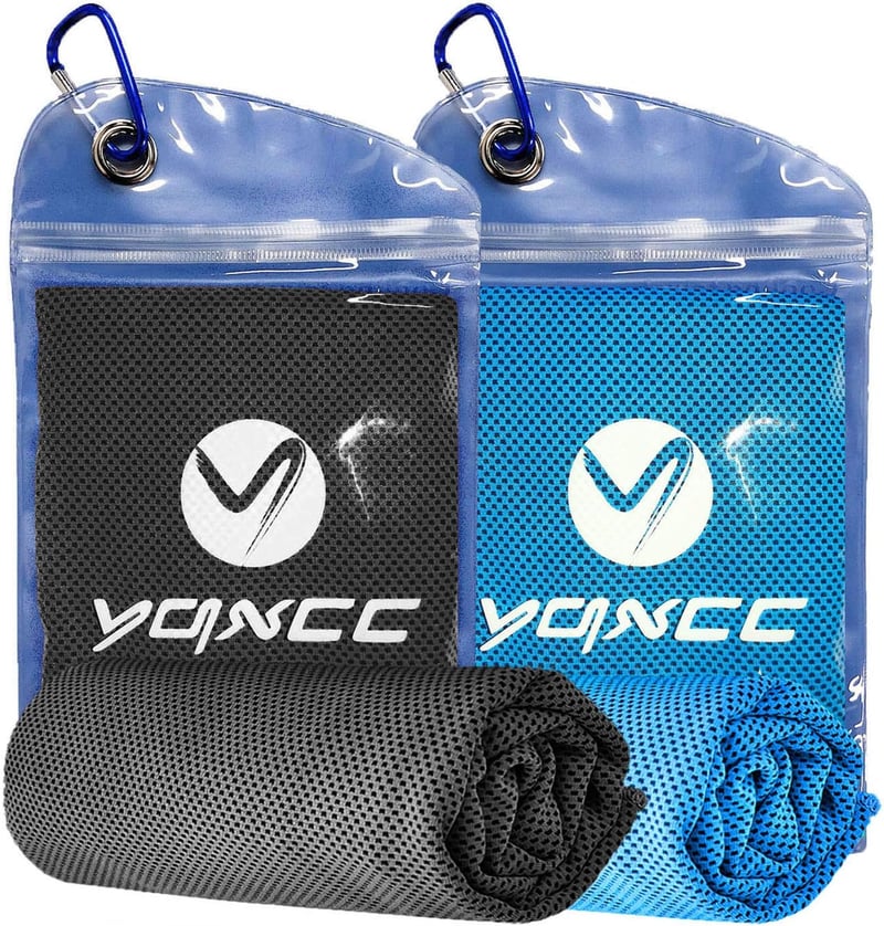 YQXCC Hűtőtörlő 2 db 120x30 cm, mikroszálas sportöltöny, jégkendő edzéshez - 2-Light Blue/Dark Grey