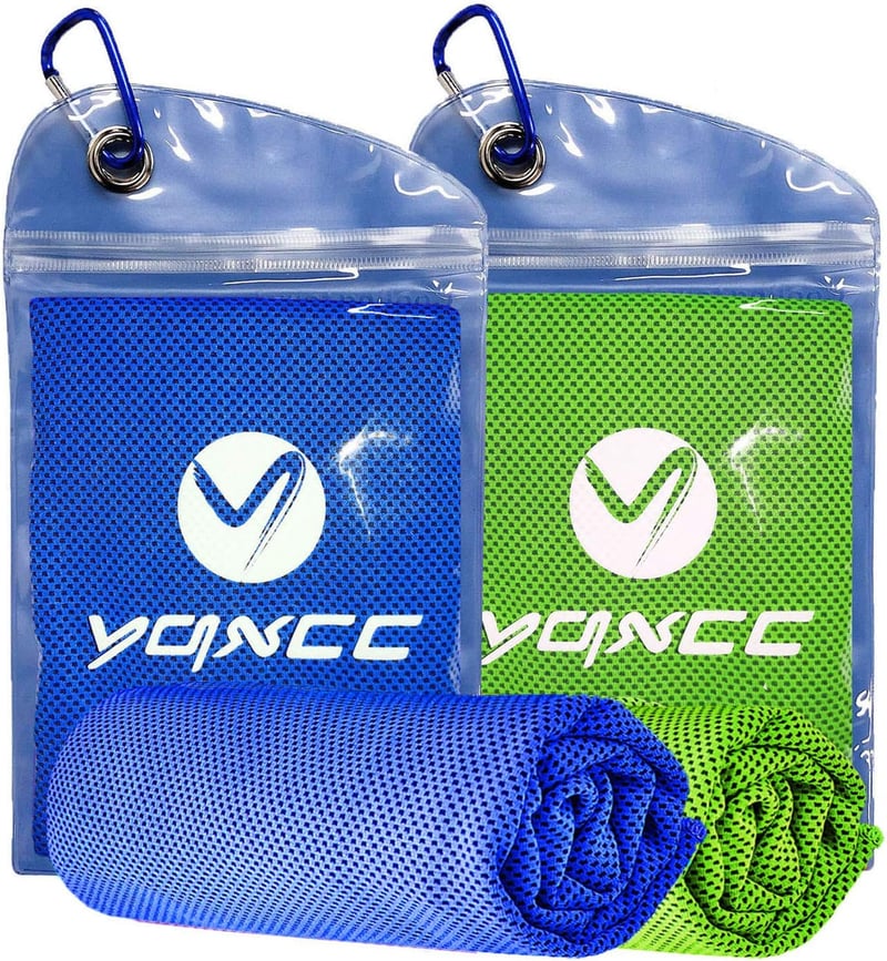 YQXCC Hűtőtörlő 2 db 120x30 cm, mikroszálas sportöltöny jégpakkhoz, edzéshez, strandhoz, golfhoz - Dark Blue/Green