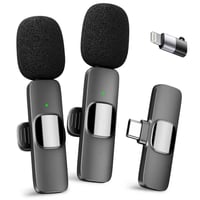 Bezdrôtový klopový mikrofón YRF pre iPhone a telefóny so systémom Android, 2,4 GHz Plug and Play, konektor USB-C a Lightning, klopový mikrofón na vlogovanie, TikTok, nahrávanie videa, sivý 1