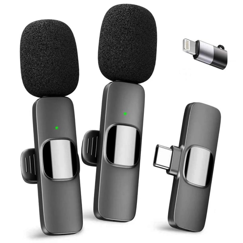 Bezdrôtový klopový mikrofón YRF pre iPhone a telefóny so systémom Android, 2,4 GHz Plug and Play, konektor USB-C a Lightning, klopový mikrofón na vlogovanie, TikTok, nahrávanie videa, sivý