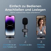 Bezdrôtový klopový mikrofón YRF pre iPhone a telefóny so systémom Android, 2,4 GHz Plug and Play, konektor USB-C a Lightning, klopový mikrofón na vlogovanie, TikTok, nahrávanie videa, sivý 2