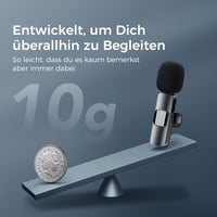Bezdrôtový klopový mikrofón YRF pre iPhone a telefóny so systémom Android, 2,4 GHz Plug and Play, konektor USB-C a Lightning, klopový mikrofón na vlogovanie, TikTok, nahrávanie videa, sivý 6