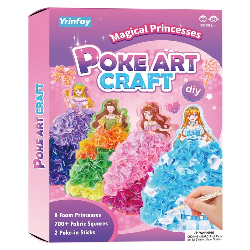 Kreatív súprava Yrinfay Poke Art pre deti - DIY 8 čarovných princezien a 6 doplnkov - Hračka s princeznami pre dievčatá vo veku 6, 7, 8, 9, 10, 11 a 12 rokov
