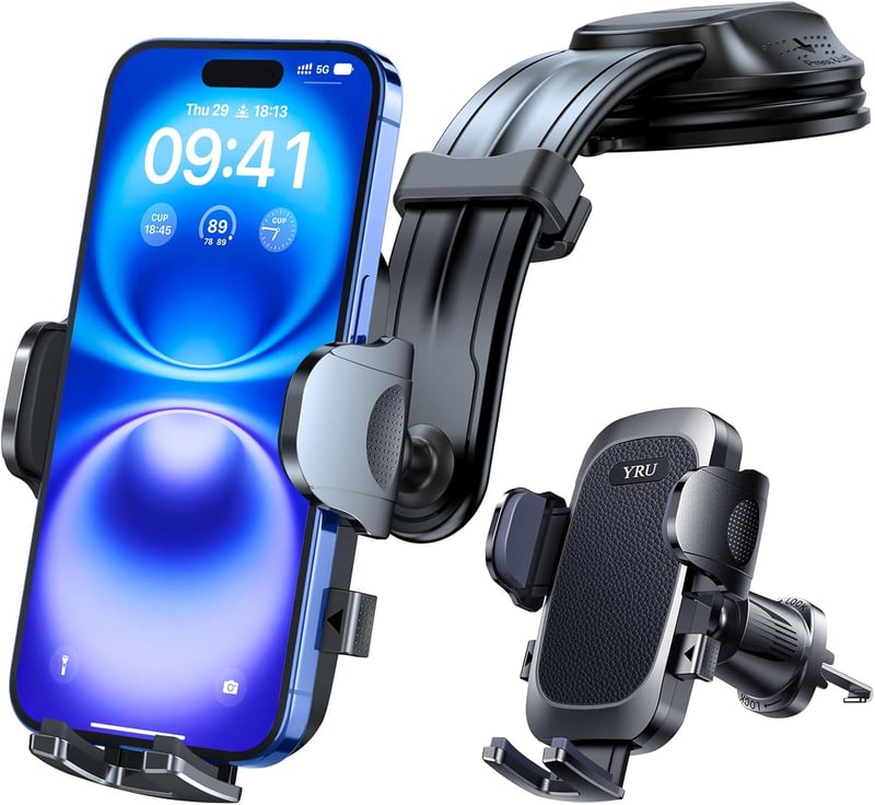YRU 360° Autós Telefontartó Alumínium Szívókorongos iPhone 16 Pro Max Kompatibilis