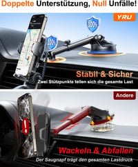 YRU Autós Telefontartó 360° Forgó Szélvédő és Légcsatorna Rögzítés iPhone 16 15 14 13 Pro Max 4