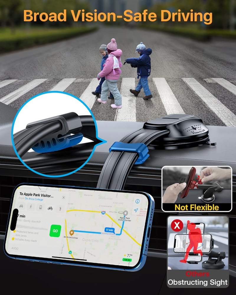 YRU MagSafe Autós Telefontartó Mágnes, Szellőzőrácsra és Műszerfalra, iPhone Android