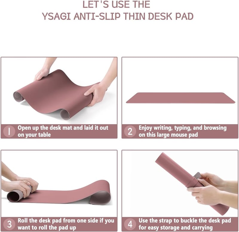 YSAGi Bőr Egérpad 100x50cm Sötét Rózsaszín Irodai Asztalpad