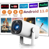 Ysametp 5G WiFi Bluetooth mini hordozható videoprojektor fehér, Full HD 1080P, 4K támogatás, 8000 Lumen, HDMI USB, TV Stickhez laptophoz tab 1