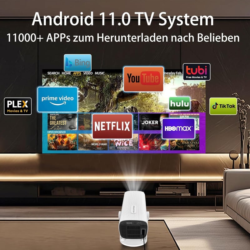 Ysametp 5G WiFi Bluetooth mini hordozható videoprojektor fehér, Full HD 1080P, 4K támogatás, 8000 Lumen, HDMI USB, TV Stickhez laptophoz tab