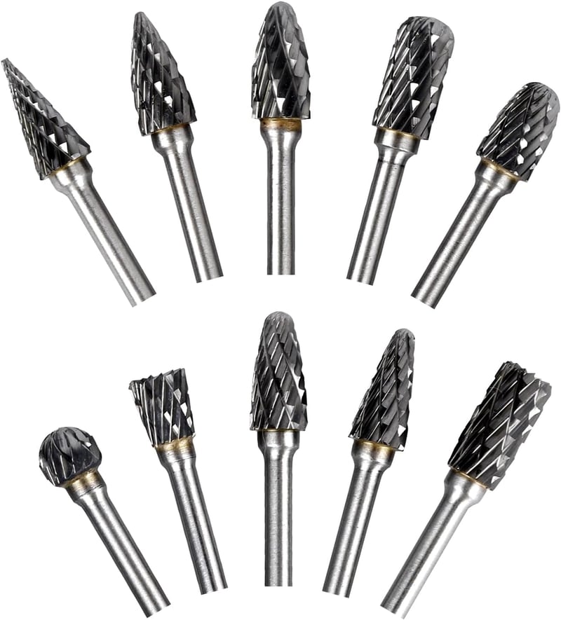 YSDMY 10 részes keményfém vágófej szett 3mm szárral, 6mm csiszoló fejjel