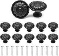 YSDMY 12 darabos kerek bútor fogantyú 30mm virágmintás fekete csavarral 1