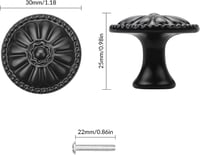 YSDMY 12 darabos kerek bútor fogantyú 30mm virágmintás fekete csavarral 2