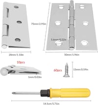 YSDMY Rozsdamentes Ajtócsalád 75x50mm 10db Zsanér Csavarokkal és Csavarhúzóval 2