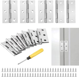 YSDMY Set Šarki od Nehrđajućeg Čelika za Vrata 75x50mm, 10 komada, s Vijcima i Odvijačem