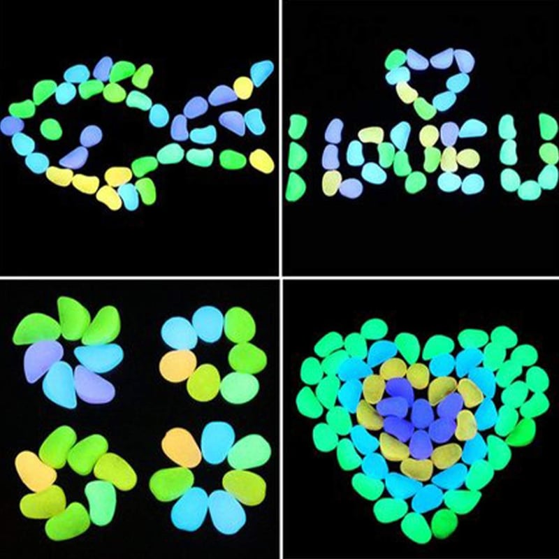 YSDMY Világító Kövek 100db Fluoreszkáló Kavics Dekoráció Akvárium Kert