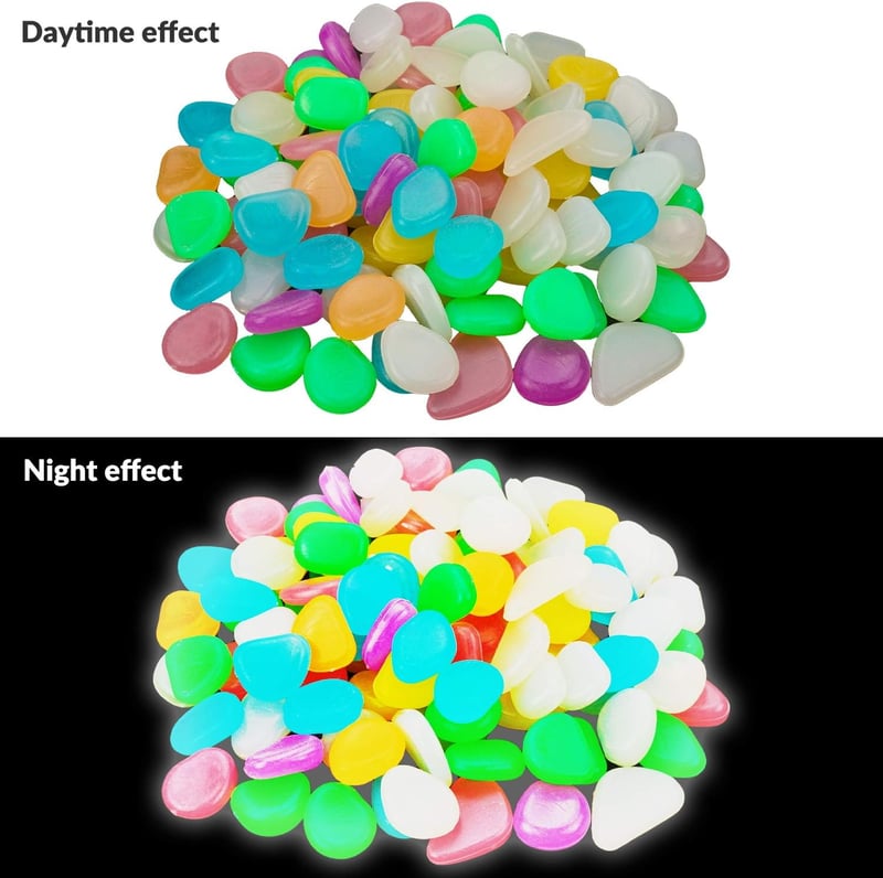 YSDMY Világító Kövek 100db Fluoreszkáló Kavics Dekoráció Akvárium Kert