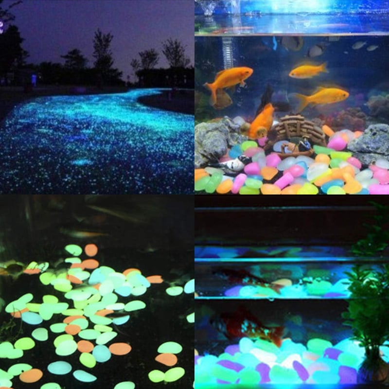 YSDMY Világító Kövek 100db Fluoreszkáló Kavics Dekoráció Akvárium Kert