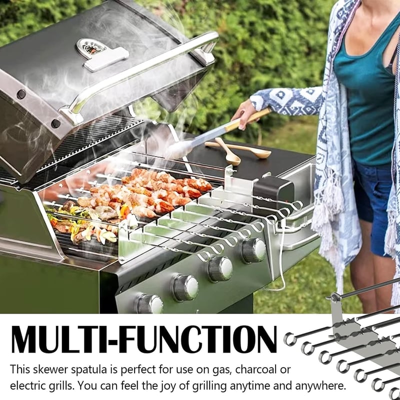 Ysislybin Elektromos Nyársló Rotisserie Grill 10 Nyárssal USB Motorral Automata Kebab Grillezéshez