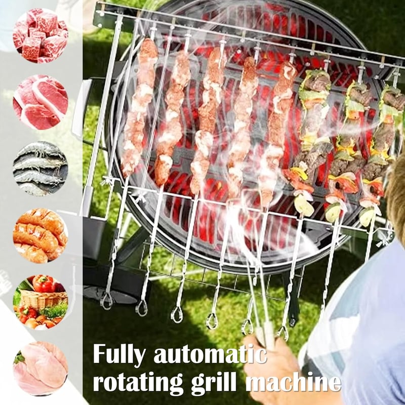 Ysislybin Elektromos Nyársló Rotisserie Grill 10 Nyárssal USB Motorral Automata Kebab Grillezéshez