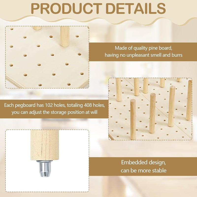 Ysislybin Pegboard Fiók Szervező 4 db Fa Rendszerezővel és 32 Fa Pálcával