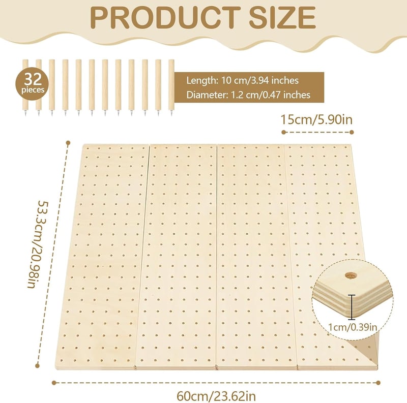 Ysislybin Pegboard Fiók Szervező 4 db Fa Rendszerezővel és 32 Fa Pálcával