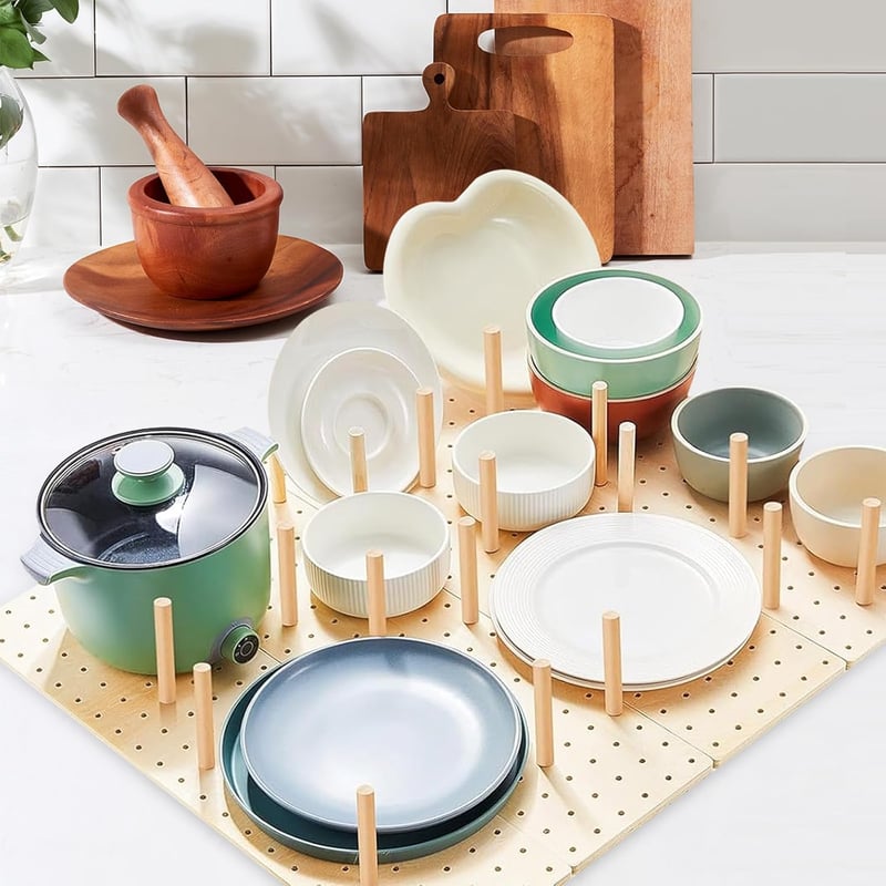 Ysislybin Pegboard Fiók Szervező 4 db Fa Rendszerezővel és 32 Fa Pálcával