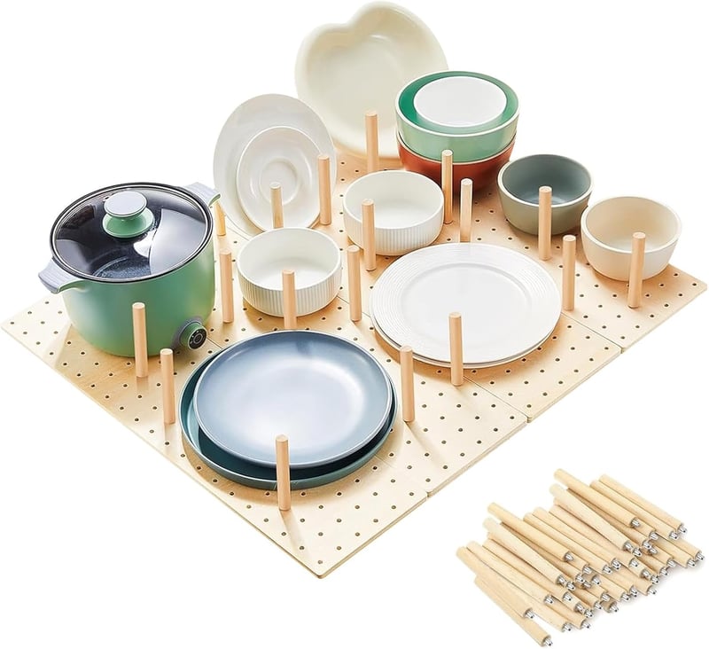 Ysislybin Pegboard Fiók Szervező 4 db Fa Rendszerezővel és 32 Fa Pálcával