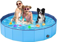 Piscină pliabilă pentru câini YSJILIDE din PVC - 160x30 cm, albastru 1