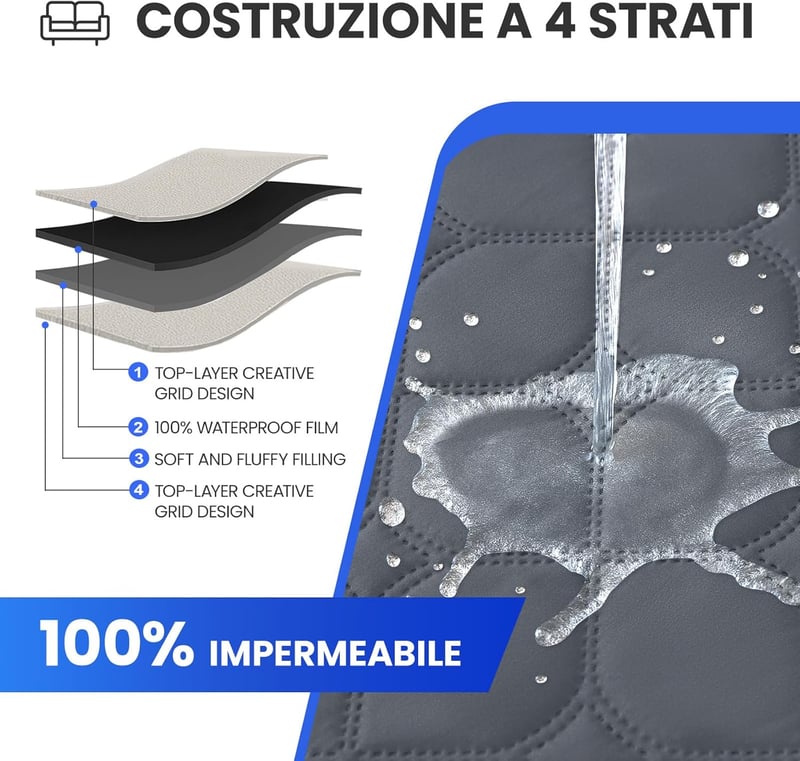 Ystyle 100% vízálló L alakú kanapévédő 4 személyes fordítható sarokkanapéhoz - L Form 4 Sitzer (L 280 CM), Darkgray