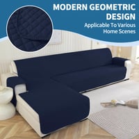 Ystyle L-oblikovana navlaka za kutnu garnituru za 3 osobe, vodootporna, otporna na grebanje, reverzibilna zaštitna navlaka za kutnu garnituru s lijevim/desnim otomanom, 255 cm, tamnoplava 5