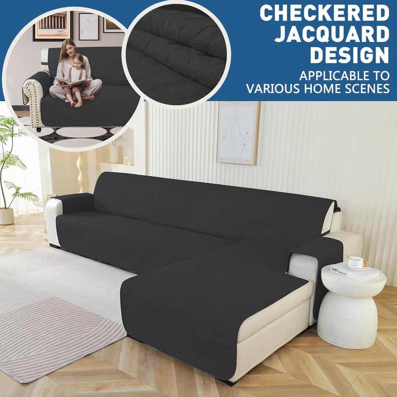 Ystyle L alakú kanapévédő 2 személyes vízálló csúszásmentes fekete 210cm - L Form 2 Sitzer | L 210 CM, Black