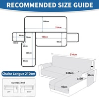 Ystyle L alakú kanapévédő 2 személyes vízálló csúszásmentes fekete 210cm - L Form 2 Sitzer | L 210 CM, Black 7