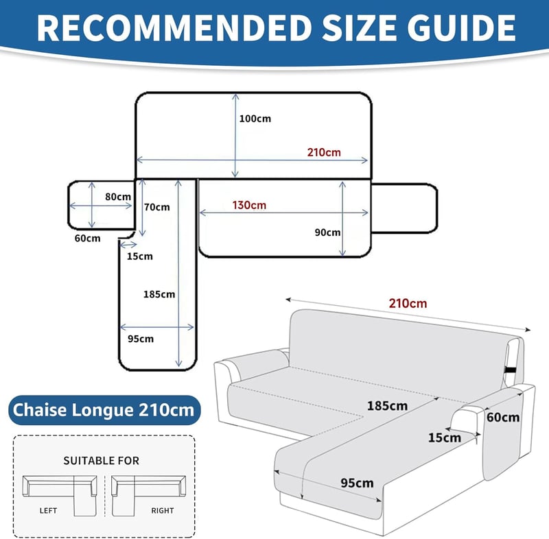 Ystyle L alakú kanapévédő 2 személyes vízálló csúszásmentes fekete 210cm - L Form 2 Sitzer | L 210 CM, Black