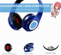 Căști Bluetooth YTDTKJ Nakano Miku Quintuplets cu microfon încorporat, wireless, pliabile, stereo HiFi, Cosplay, albastru 6