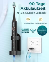 Elektrická zubná kefka YTEATH PRO pre dospelých a deti – Sonická zubná kefka s 8 náhradnými hlavicami (3 typy), 90-dňová výdrž batérie, 5 režimov, 50 000 vibrácií za minútu (VPM), cestovné puzdro, časovač 4