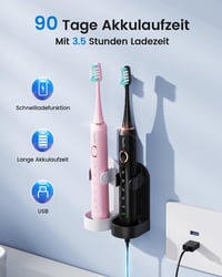 Set periuță de dinți sonică YTEATH PRO, 2 bucăți - Pentru adulți și copii, 8 capete de schimb (2 tipuri), 5 moduri de periaj, autonomie de 90 de zile, temporizator de 2 minute, etui de călătorie 2