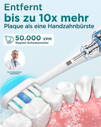 Periuță de dinți sonică YTEATH PRO pentru adulți și copii - cu 8 capete de schimb (3 tipuri), 5 moduri de periaj, baterie cu autonomie de 90 de zile, temporizator de 2 minute, etui de călătorie 2