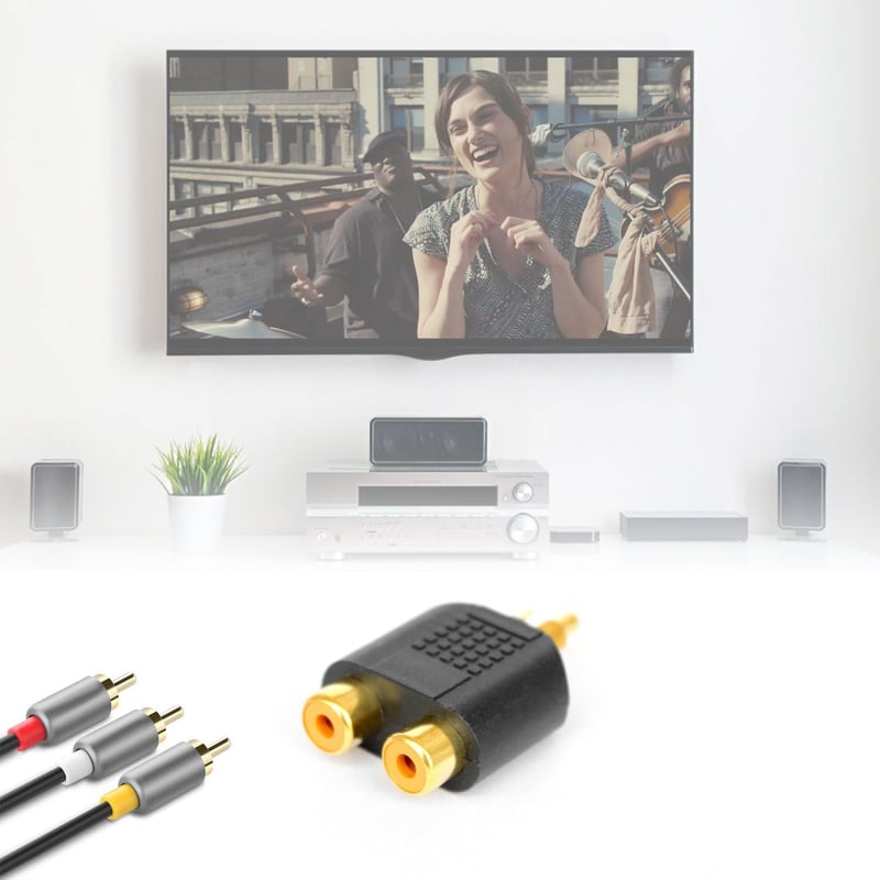 Ytian RCA Y Elosztó Adapter - 1 Apa 2 Anya Csatlakozó - Fekete Audio-Video Kábel Átalakító TV, Hifi és Médialejátszókhoz