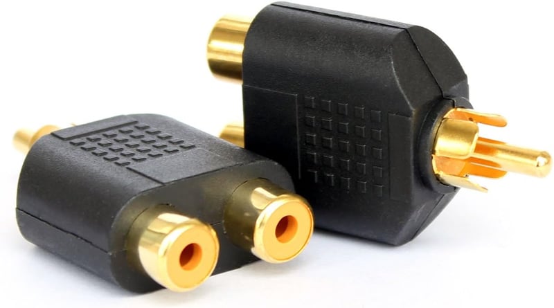 Ytian RCA Y Elosztó Adapter - 1 Apa 2 Anya Csatlakozó - Fekete Audio-Video Kábel Átalakító TV, Hifi és Médialejátszókhoz