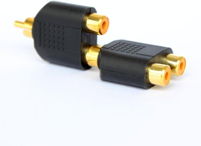 Ytian RCA Y Elosztó Adapter - 1 Apa 2 Anya Csatlakozó - Fekete Audio-Video Kábel Átalakító TV, Hifi és Médialejátszókhoz