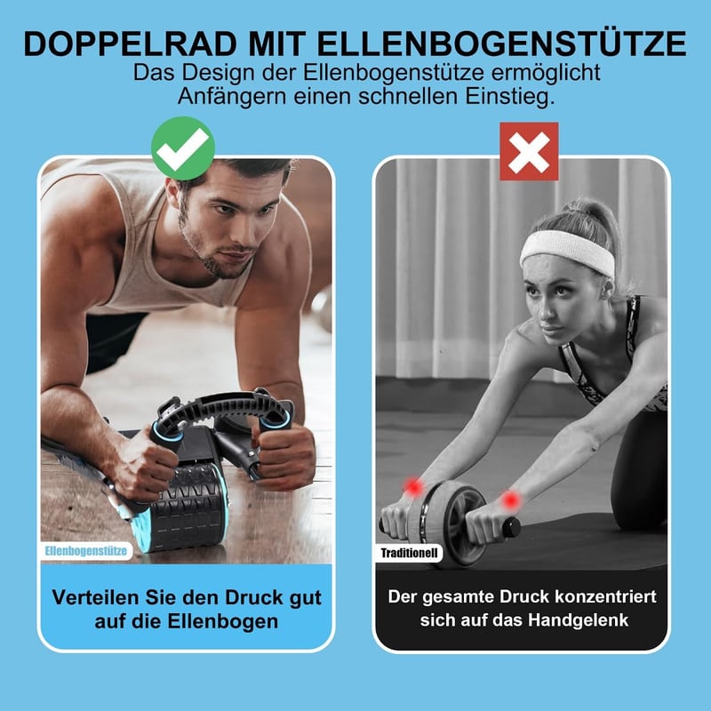 Ytloospt Automata Visszapattanó Hasizom Roller Könyöktámasszal - 2 az 1-ben Plank Edzőeszköz, Stabil Dupla Kerékkel, Otthoni Edzéshez, 150 k