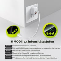 YTTQ EMS elektrický pás na precvičovanie brušných svalov, 6 tréningových režimov a 15 úrovní intenzity, 4 stimulačné zóny, elektrostimulačný pás pre mužov a ženy, zelený 5