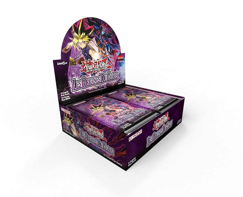 Yu-Gi-Oh! Origins of Chaos Display – 24 Pachete Booster, 216 Cărți, Ediția 1 Franceză, Joc de Cărți pentru Vârste de la 6 Ani în Sus