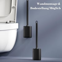 Yuaerbuo silikonska WC četka crna, zidna montaža bez bušenja, s ravnom fleksibilnom glavom, držačem i neklizajućom drškom, za temeljito čišćenje teško dostupnih mjesta 7