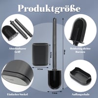 Yuaerbuo silikonska WC četka crna, zidna montaža bez bušenja, s ravnom fleksibilnom glavom, držačem i neklizajućom drškom, za temeljito čišćenje teško dostupnih mjesta 2